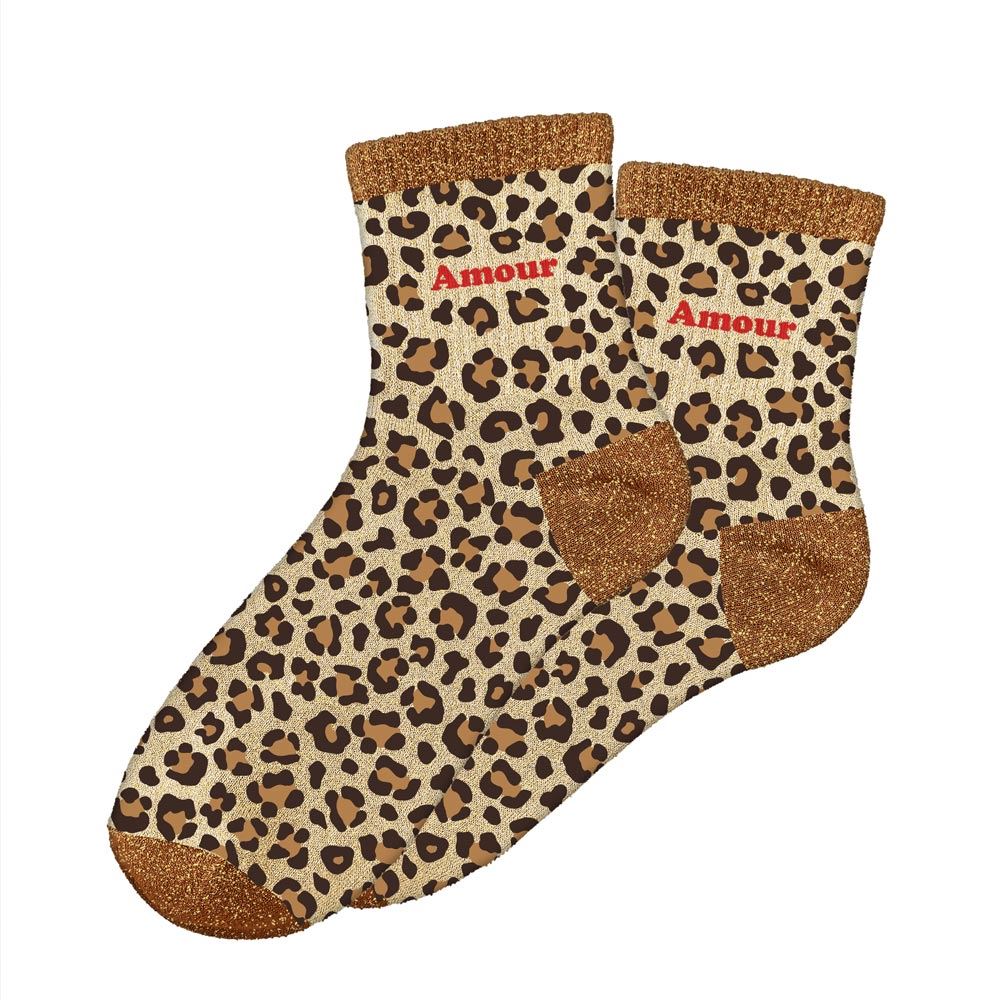 Chaussettes paillettes leopard amour