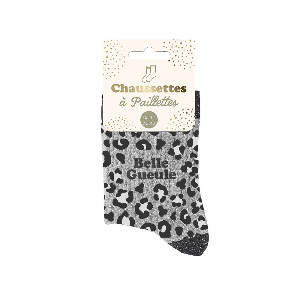 Chaussettes paillettes leopard belle gueule