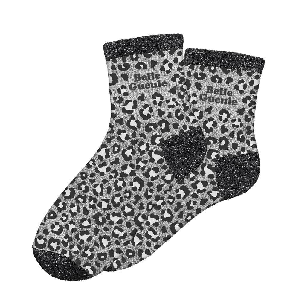 Chaussettes paillettes leopard belle gueule