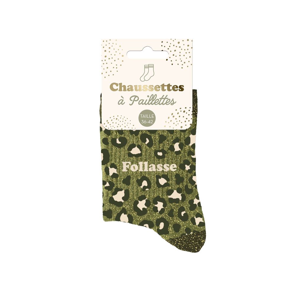 Chaussettes paillettes leopard follasse