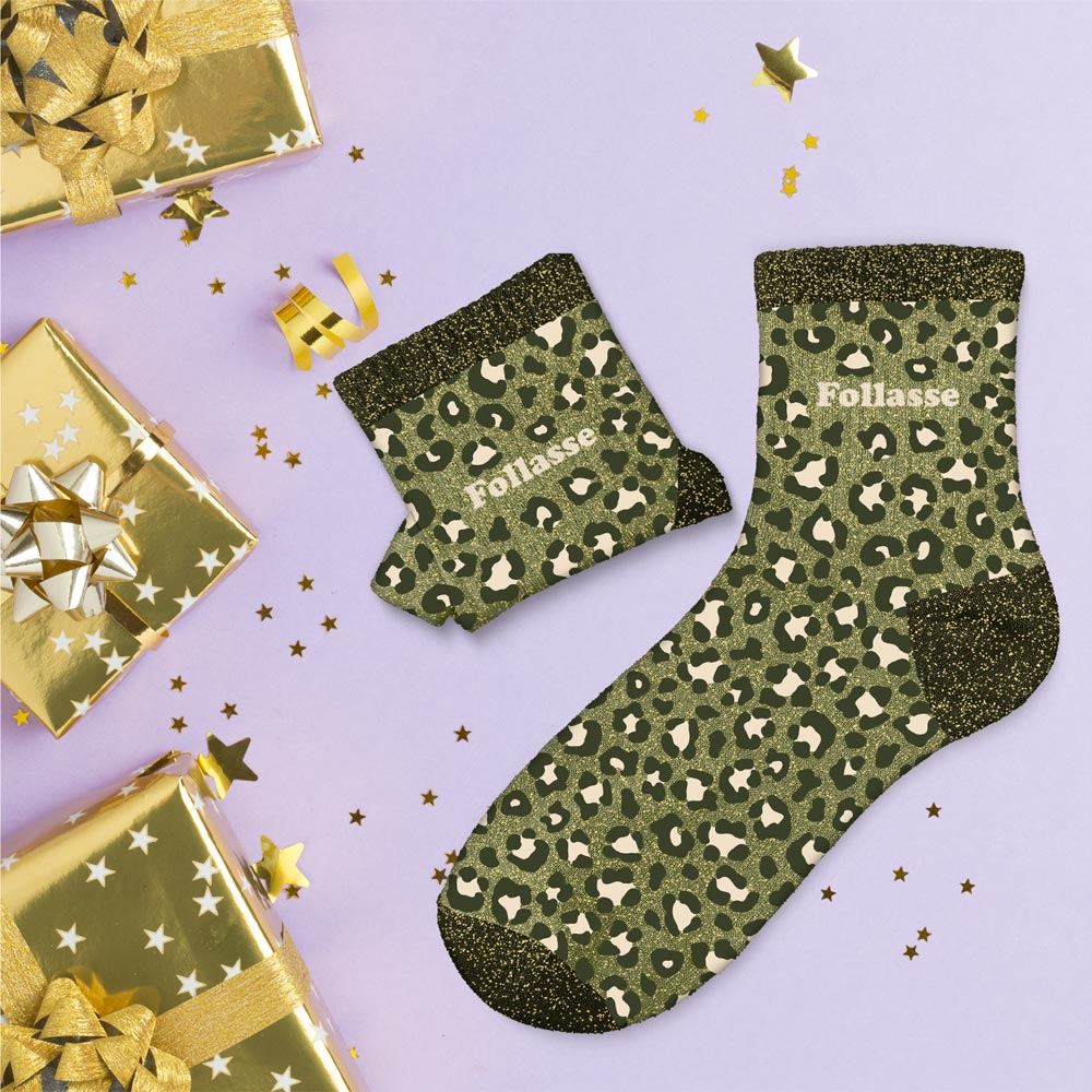Chaussettes paillettes leopard follasse