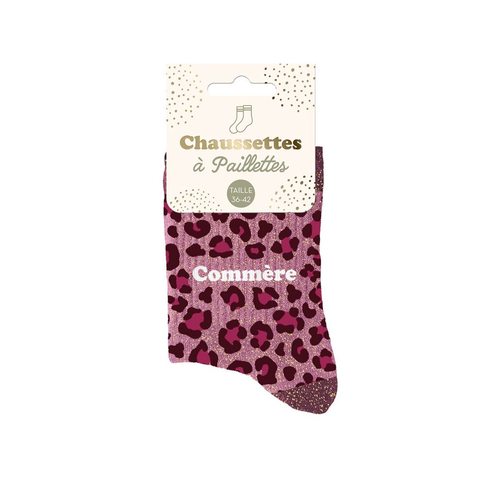 Chaussettes paillettes leopard commere