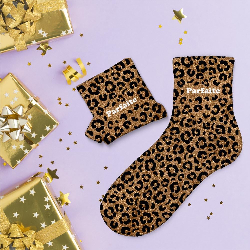 Chaussettes paillettes leopard parfaite