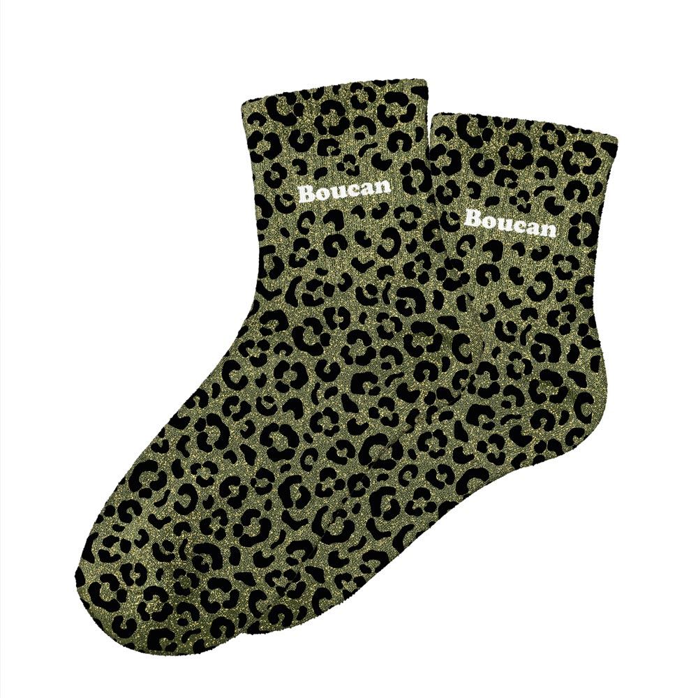 Chaussettes paillettes leopard boucan