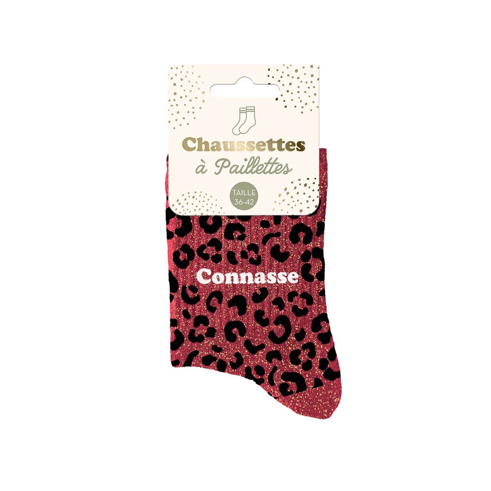 Chaussettes paillettes leopard connasse