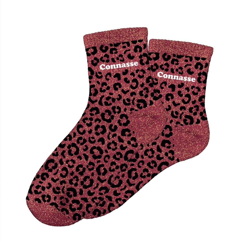Chaussettes paillettes leopard connasse