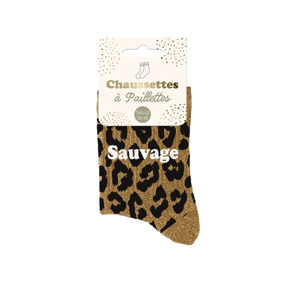 Chaussettes paillettes leopard sauvage