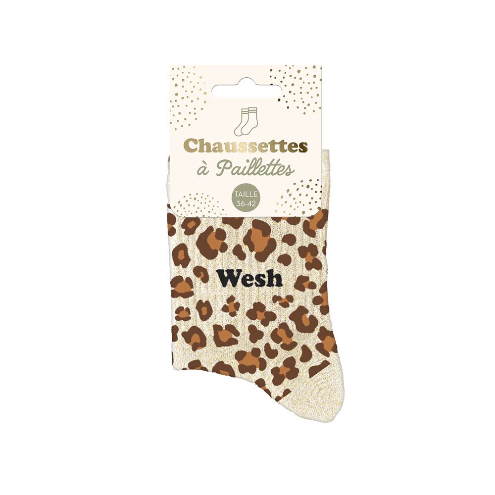 Chaussettes paillettes leopard wesh