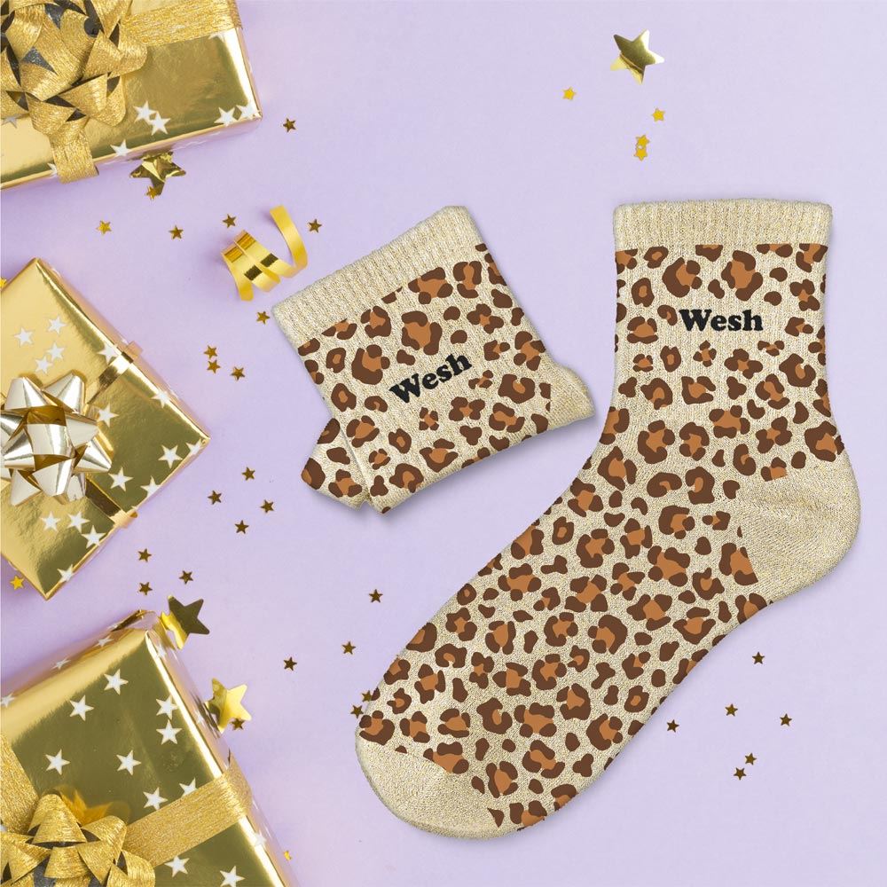 Chaussettes paillettes leopard wesh