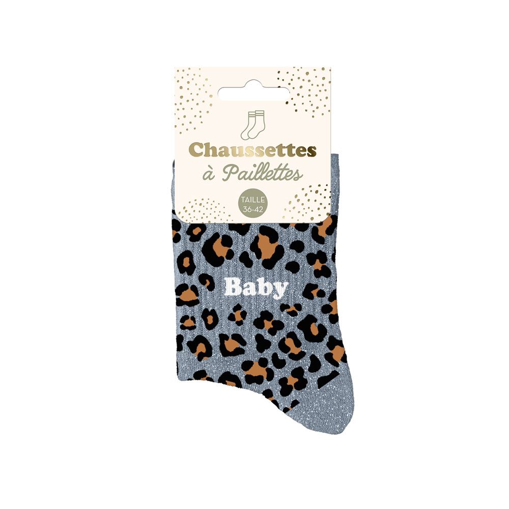 Chaussettes paillettes leopard baby