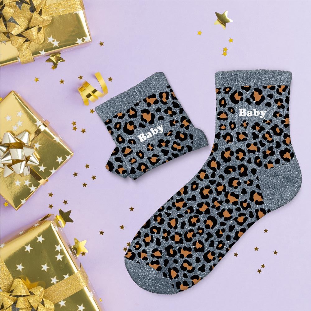 Chaussettes paillettes leopard baby