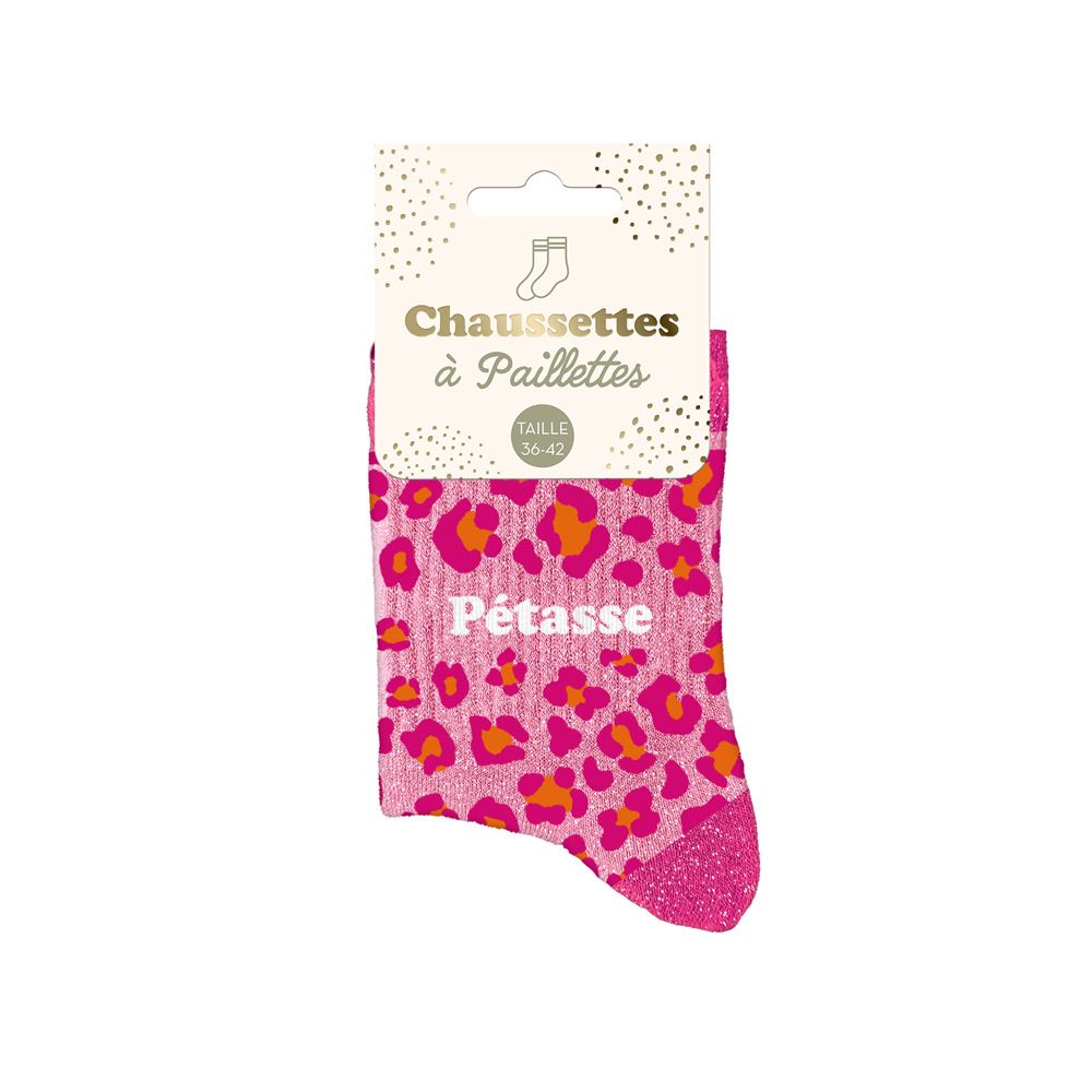 Chaussettes paillettes leopard petasse