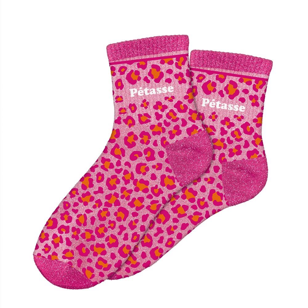 Chaussettes paillettes leopard petasse