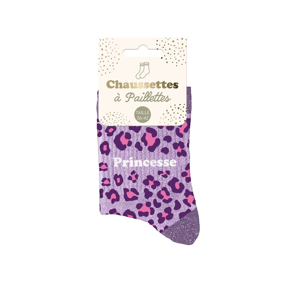 Chaussettes paillettes leopard princesse