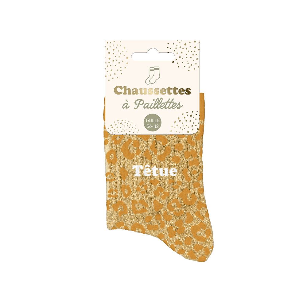 Chaussettes paillettes leopard tetue