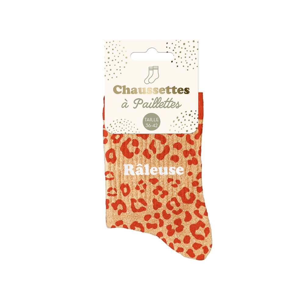 Chaussettes paillettes leopard raleuse