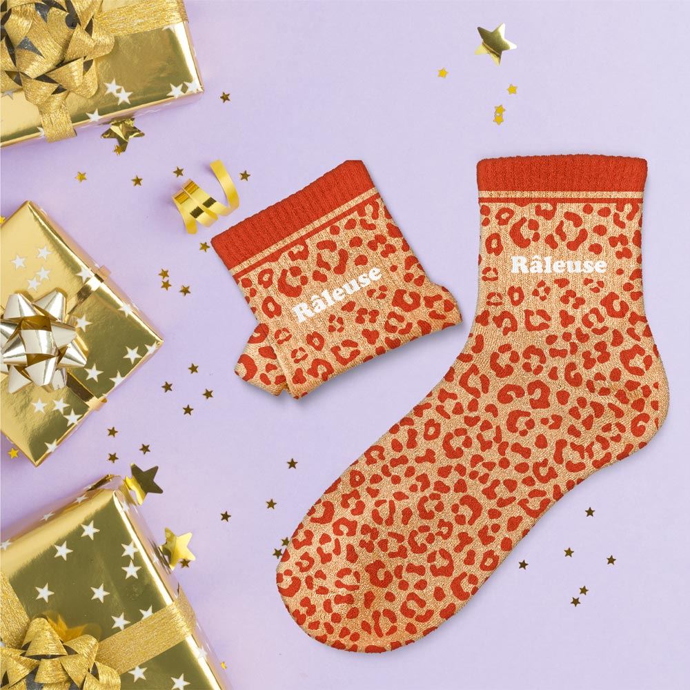 Chaussettes paillettes leopard raleuse