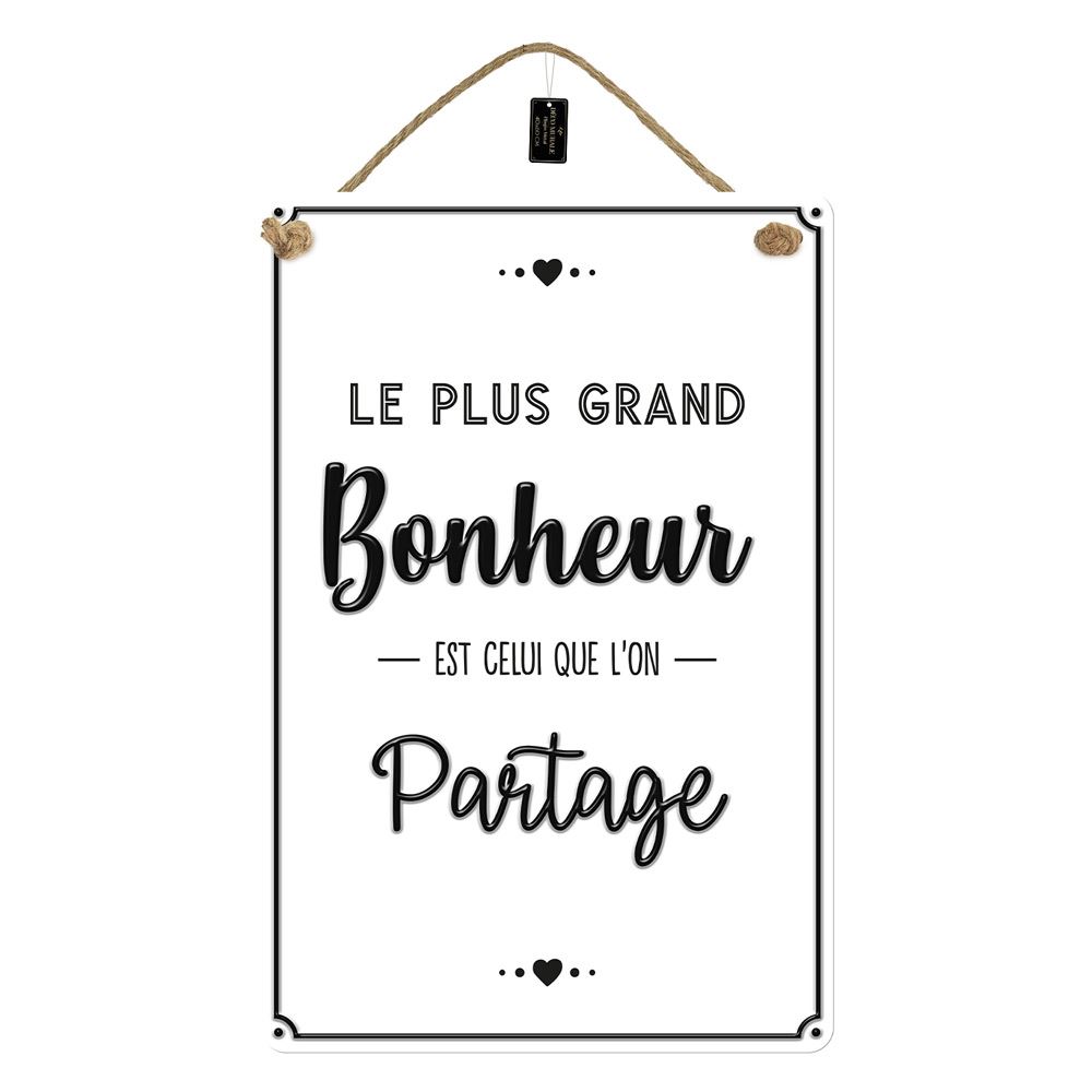 Plaque metal 40x60 le plus grand bonheur

