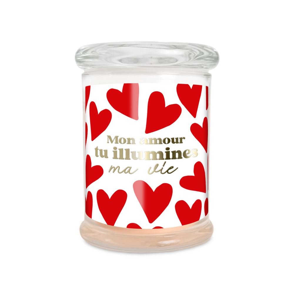 Bougie verre rose tu illumines ma vie saint valentin