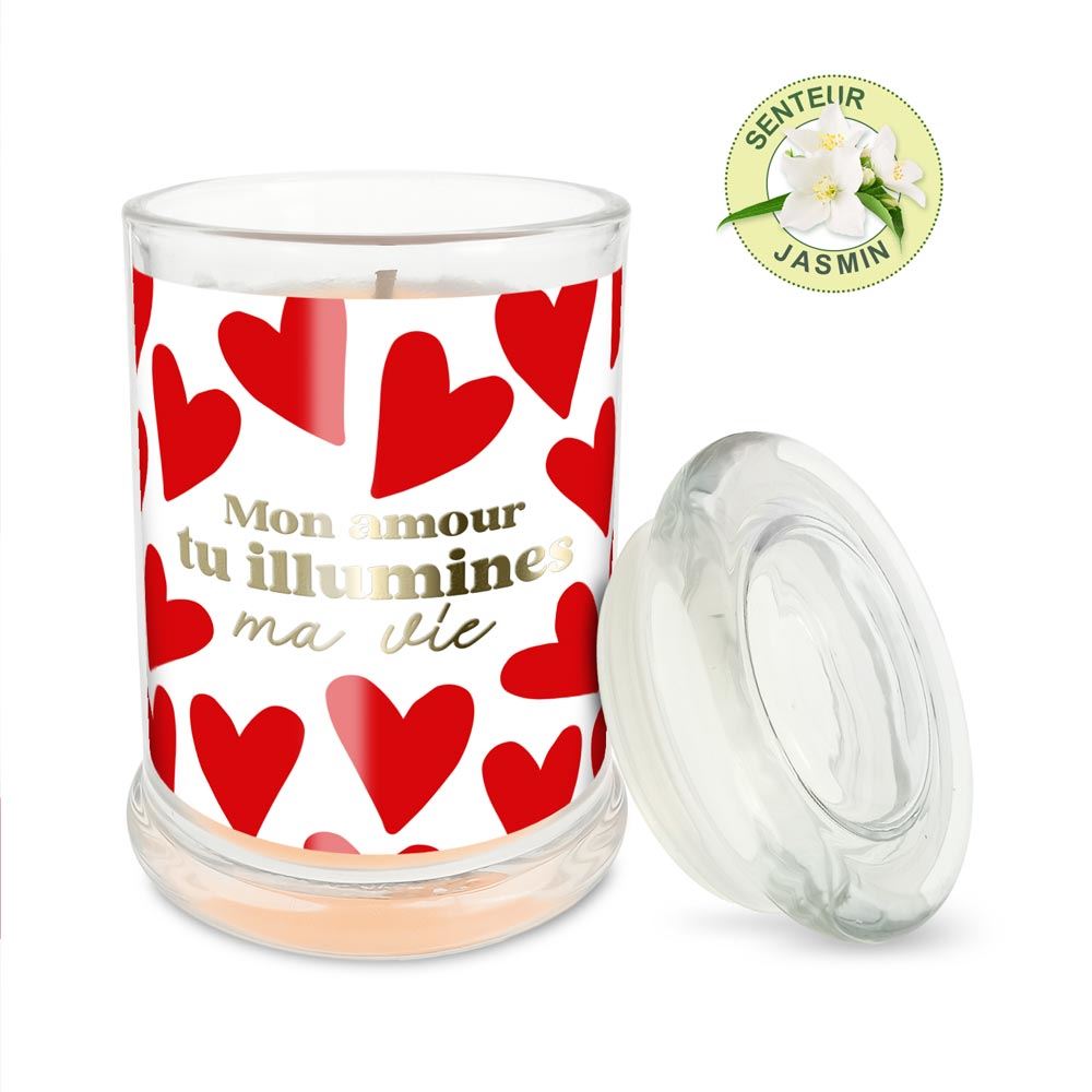 Bougie verre rose tu illumines ma vie saint valentin