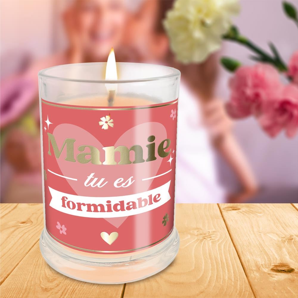 Bougie verre coton mamie tu es formidable