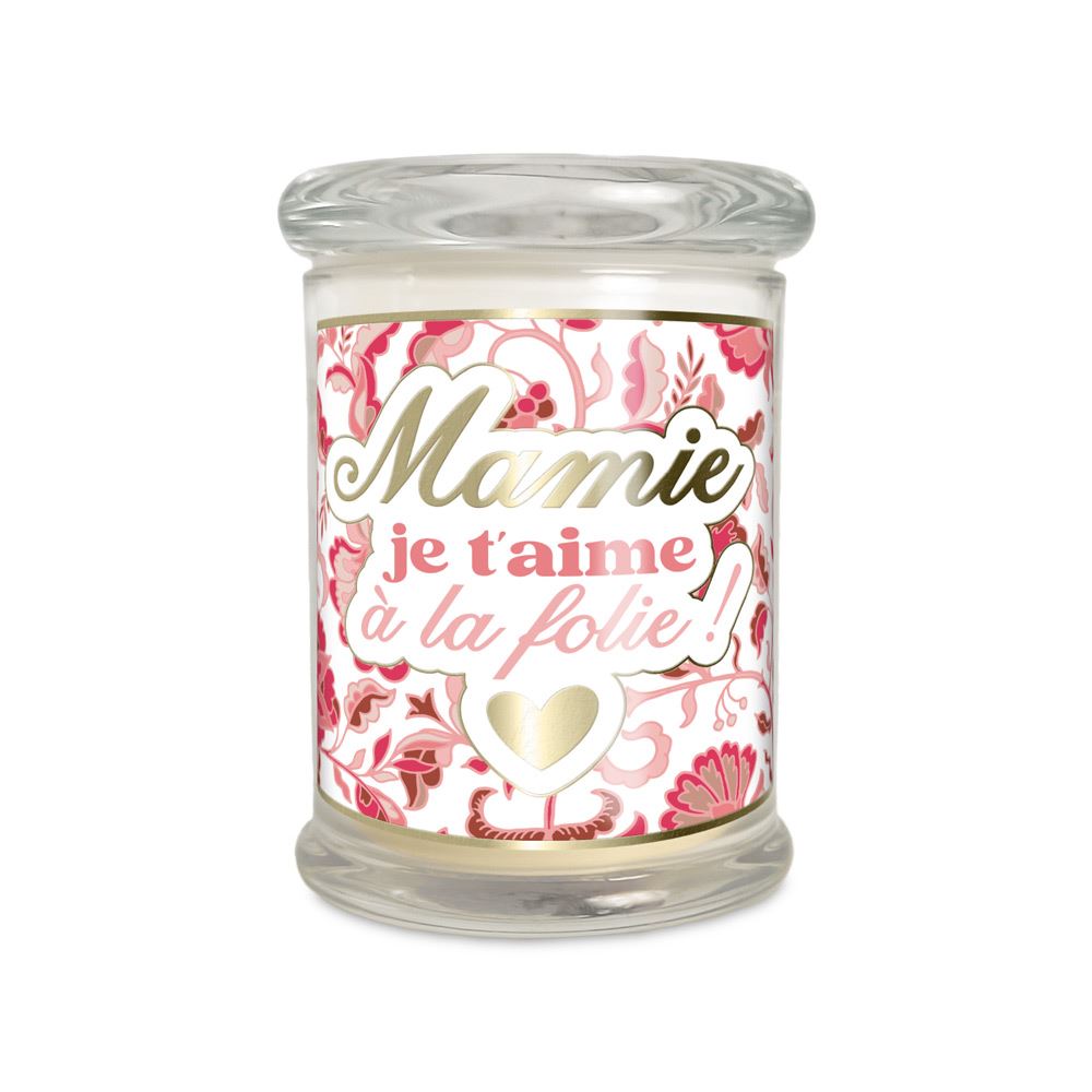 Bougie verre jasmin mamie je t aime a la folie