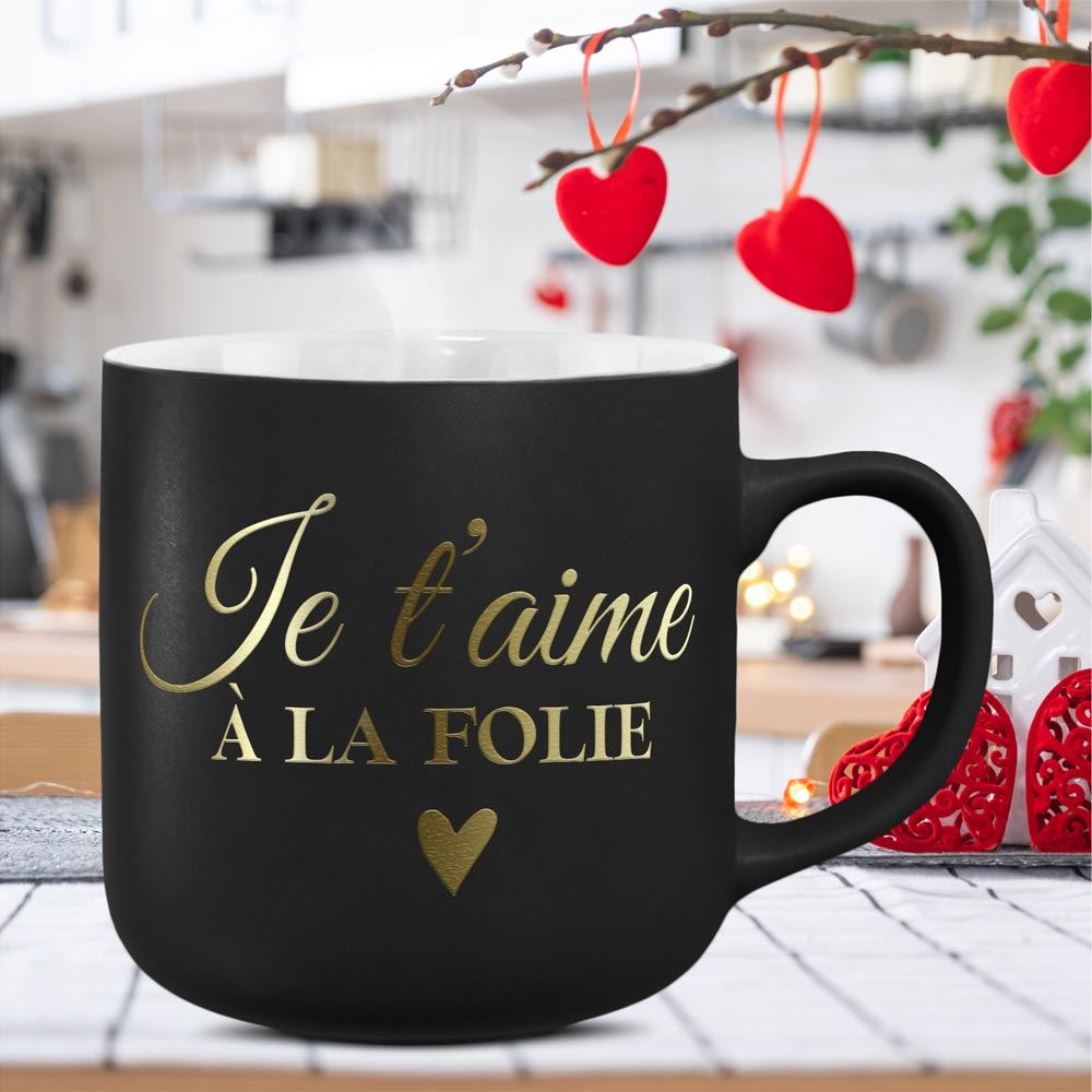Mug mat "je t aime" noir