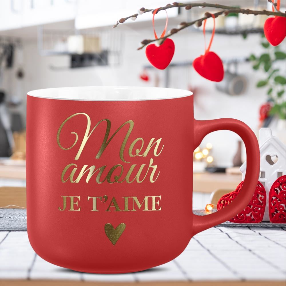 Mug mat "je t aime" rouge