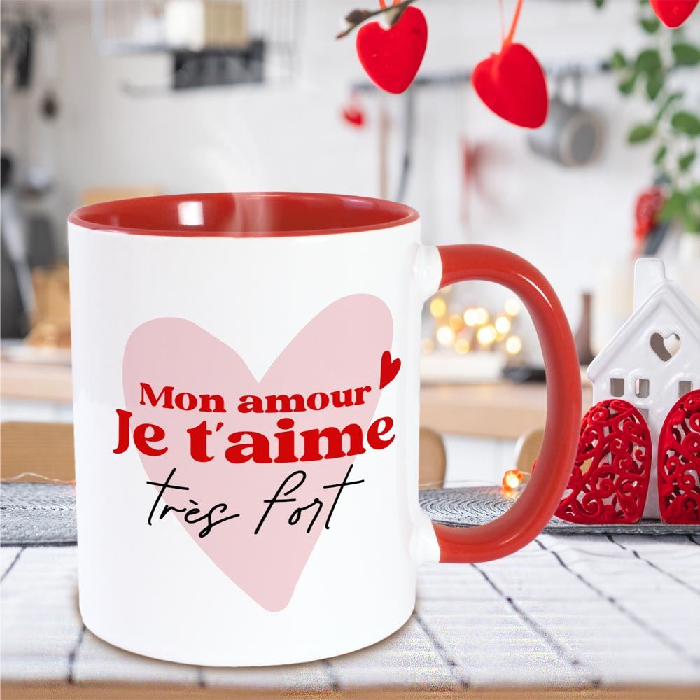 Mug rouge je t aime saint valentin
