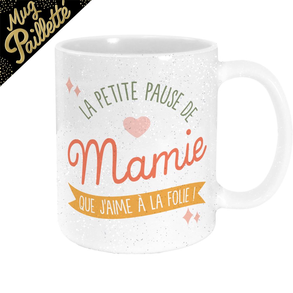 Mug a paillettes la petite pause de mamie