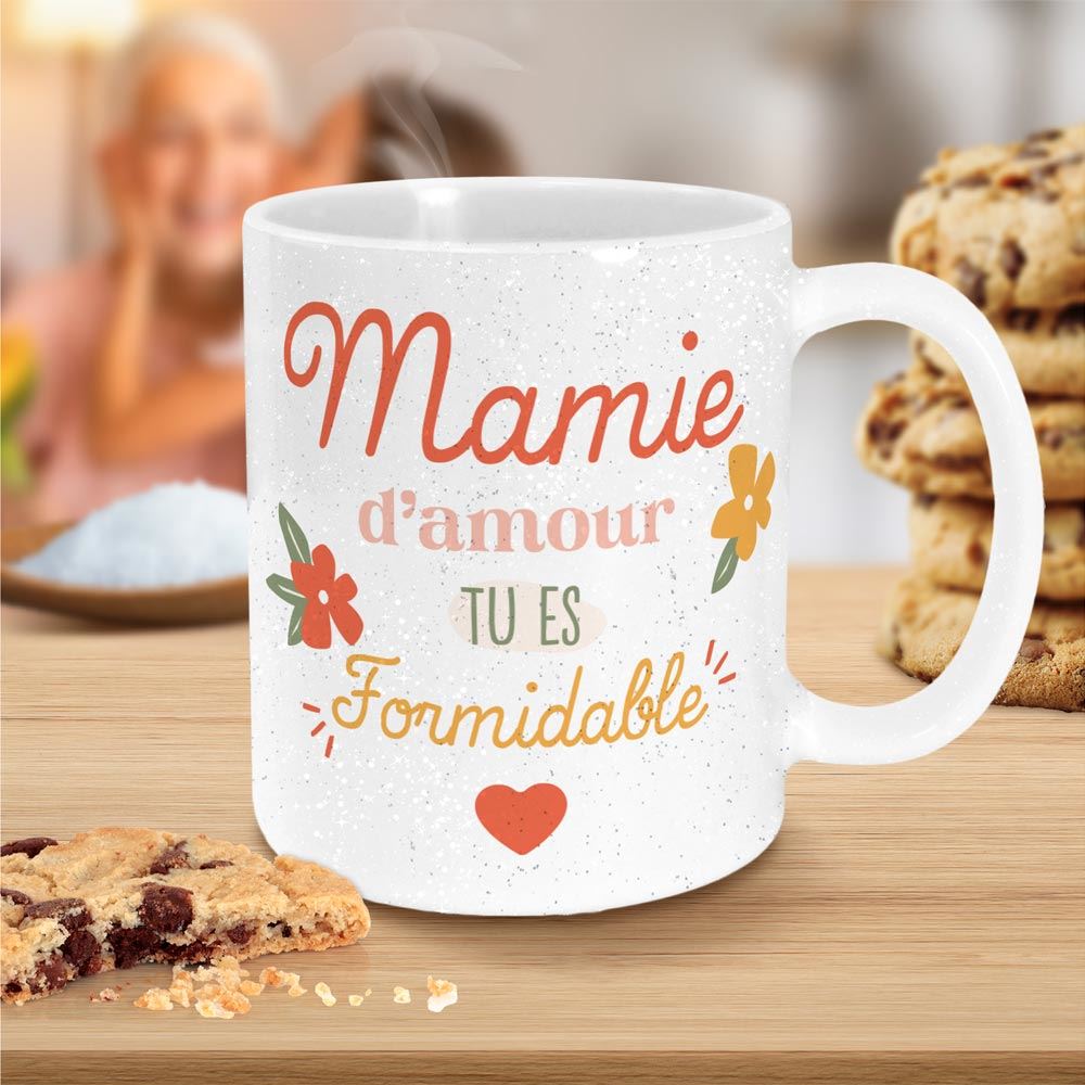 Mug paillettes mamie d amour tu es formidable