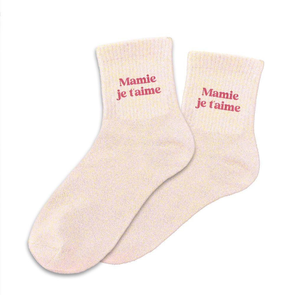 Chaussettes paillettes mamie je t aime