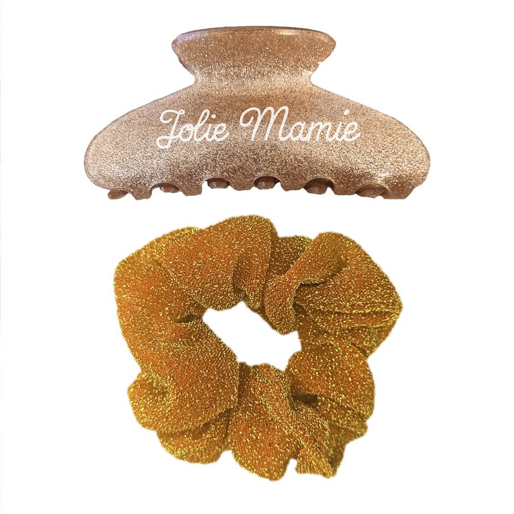 Pince a cheveux et chouchou mamie a paillettes