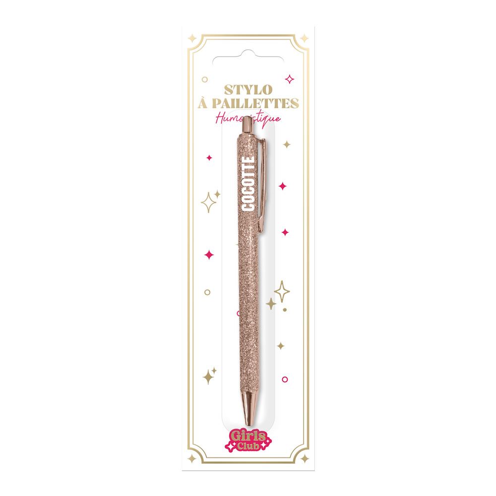 Stylo a paillettes rose gold cocotte