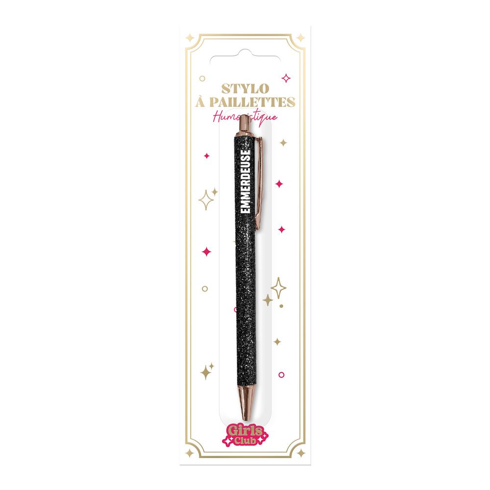 Stylo a paillettes noir emmerdeuse
