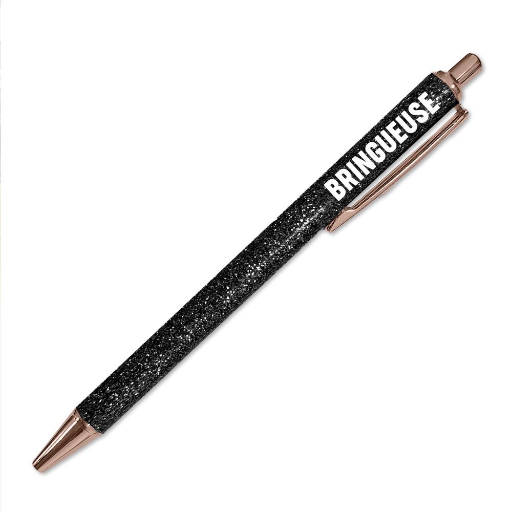 Stylo a paillettes noir bringueuse