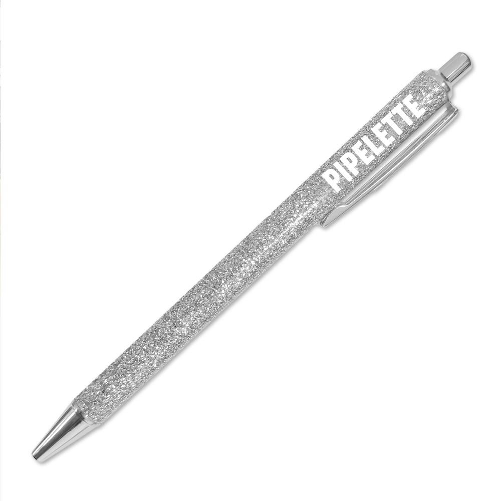 Stylo a paillettes argent pipelette