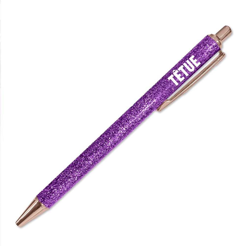 Stylo a paillettes violet tetue