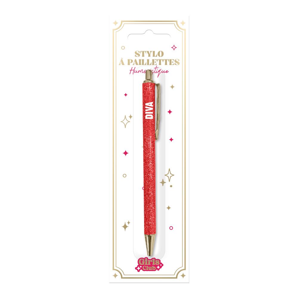 Stylo a paillettes rouge diva