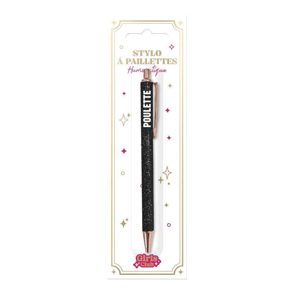 Stylo a paillettes noir poulette