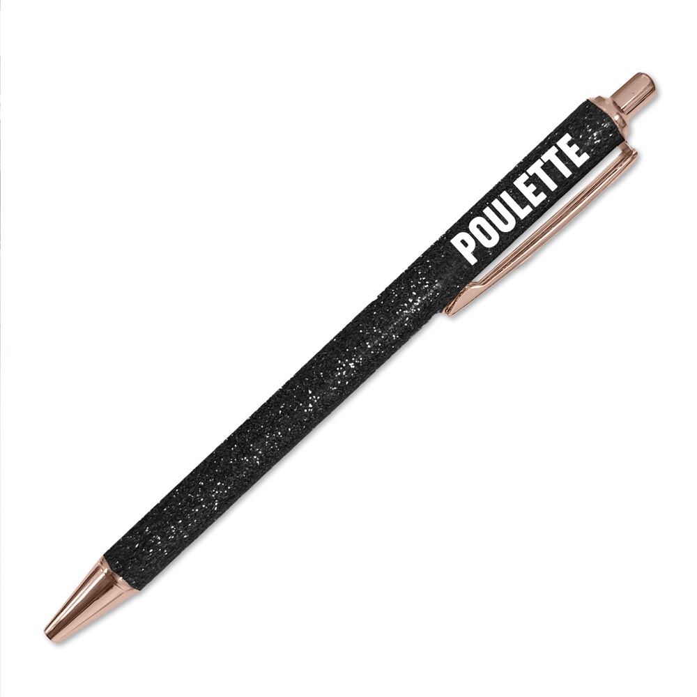 Stylo a paillettes noir poulette