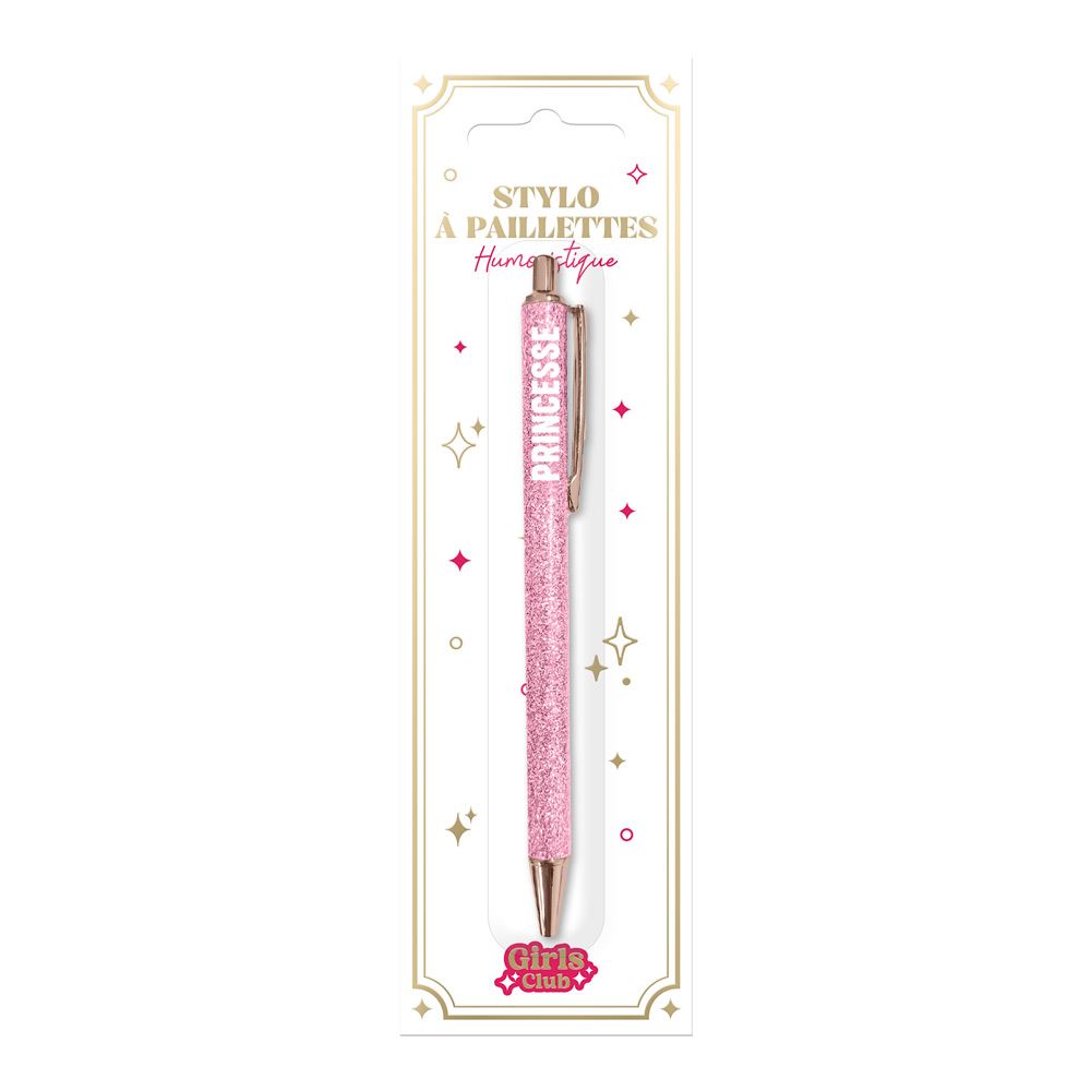 Stylo a paillettes rose princesse