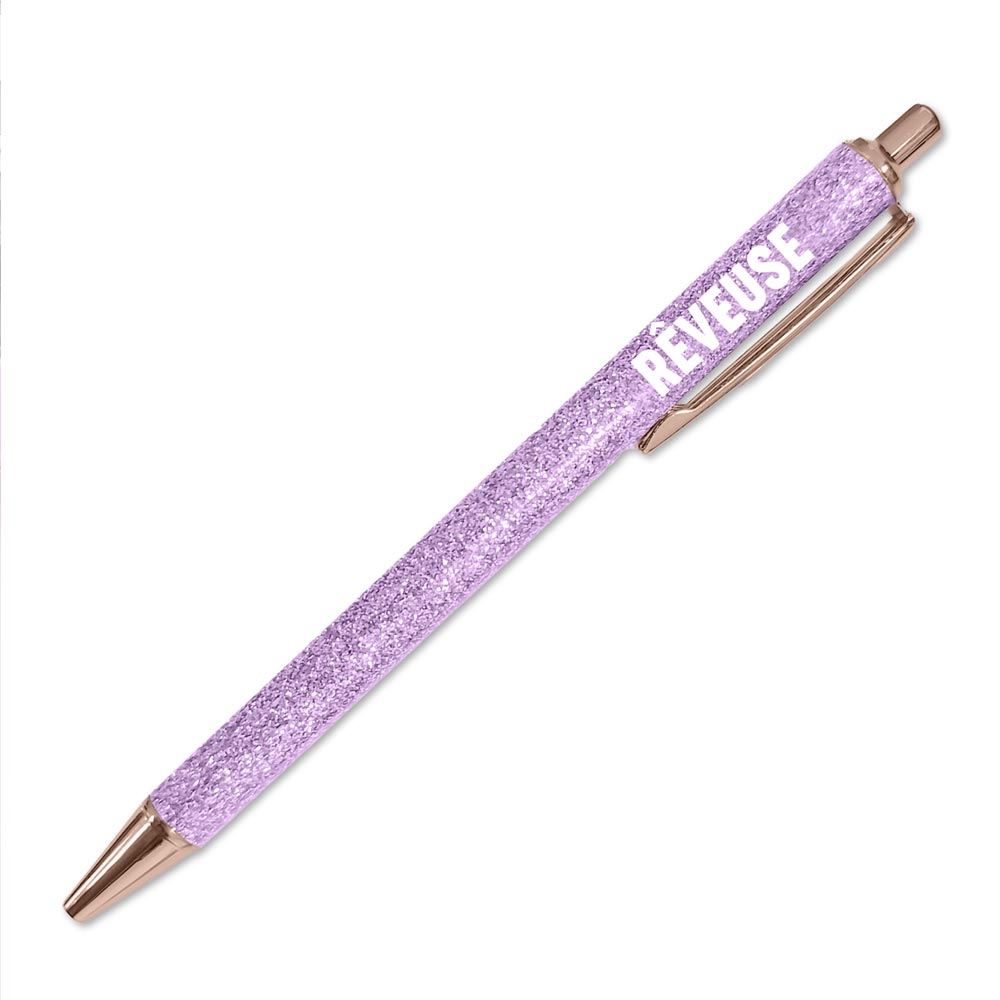 Stylo a paillettes violet reveuse
