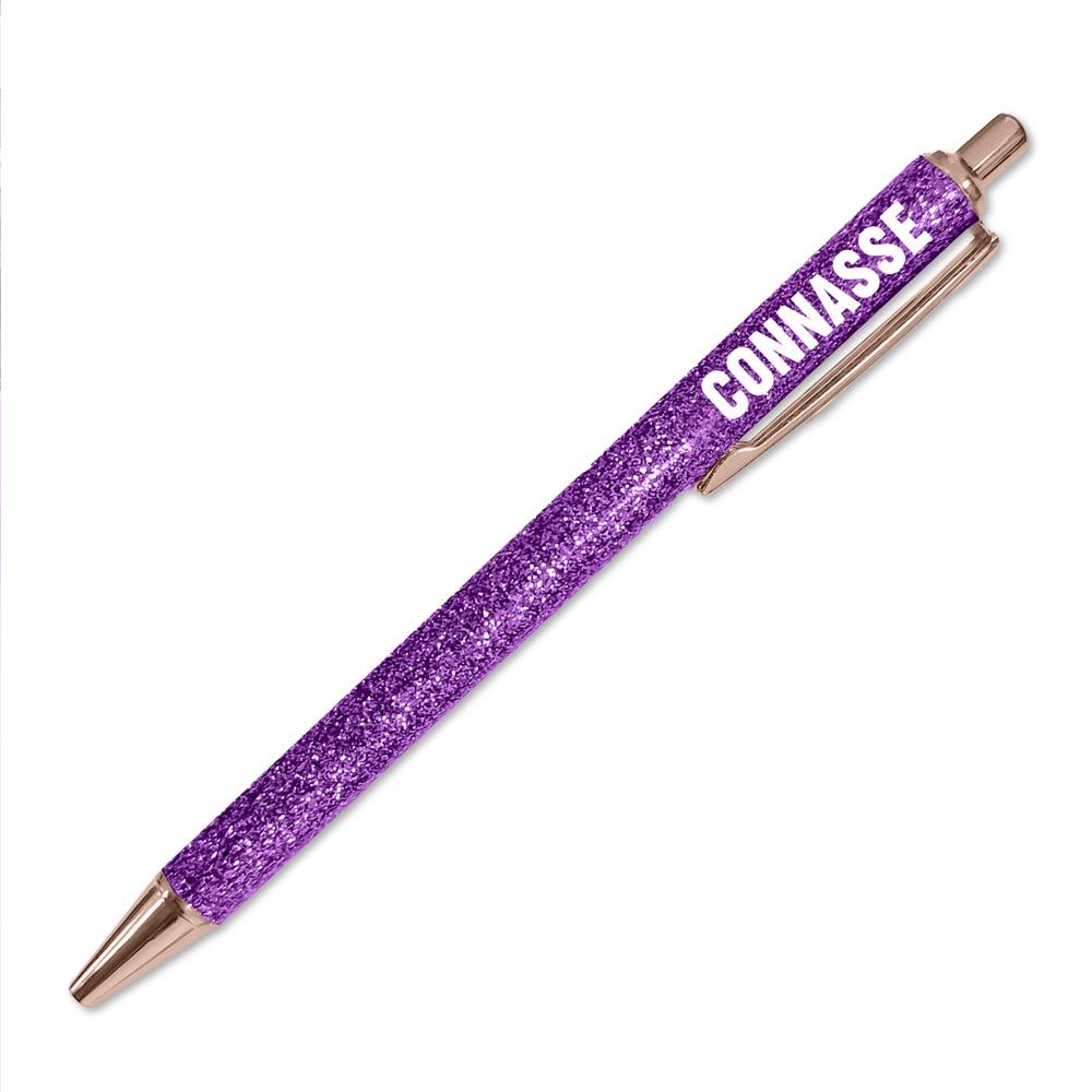 Stylo a paillettes violet connasse