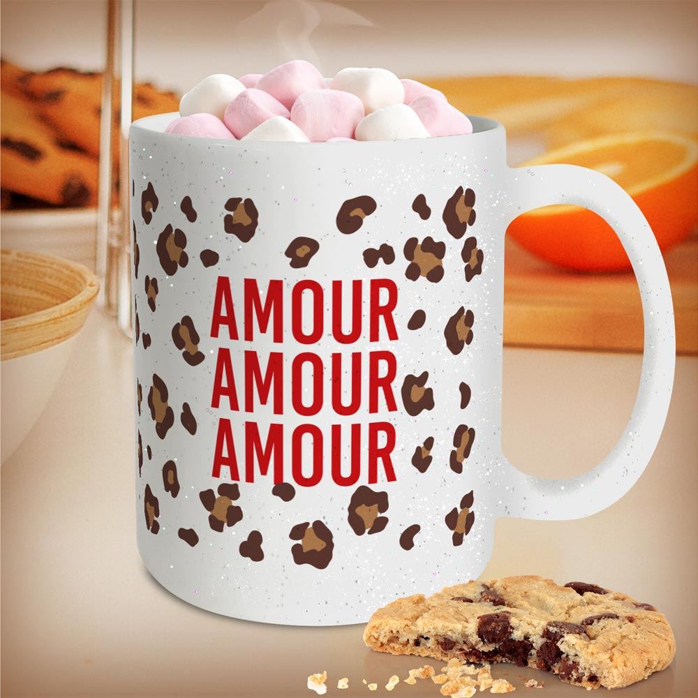 Mug a paillettes leopard amour