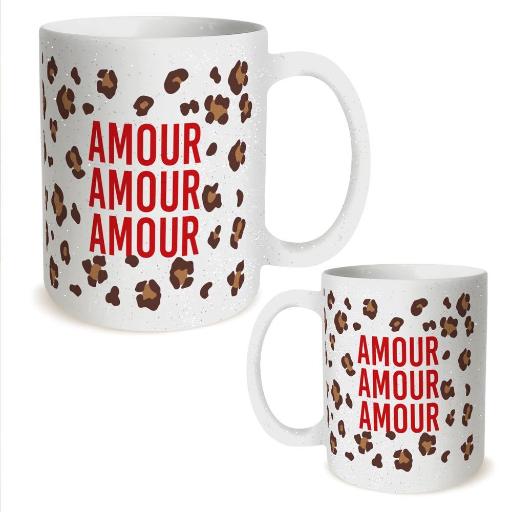 Mug a paillettes leopard amour