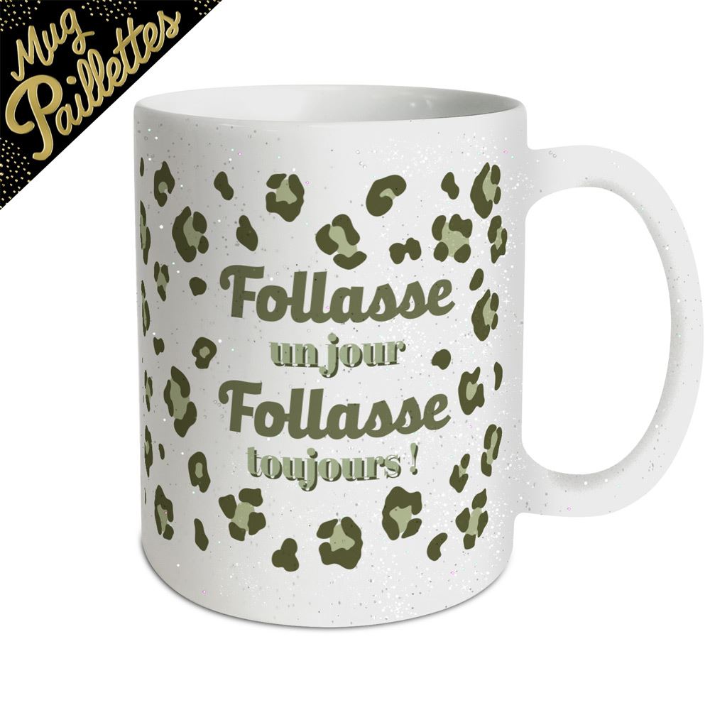 Mug a paillettes leopard follasse