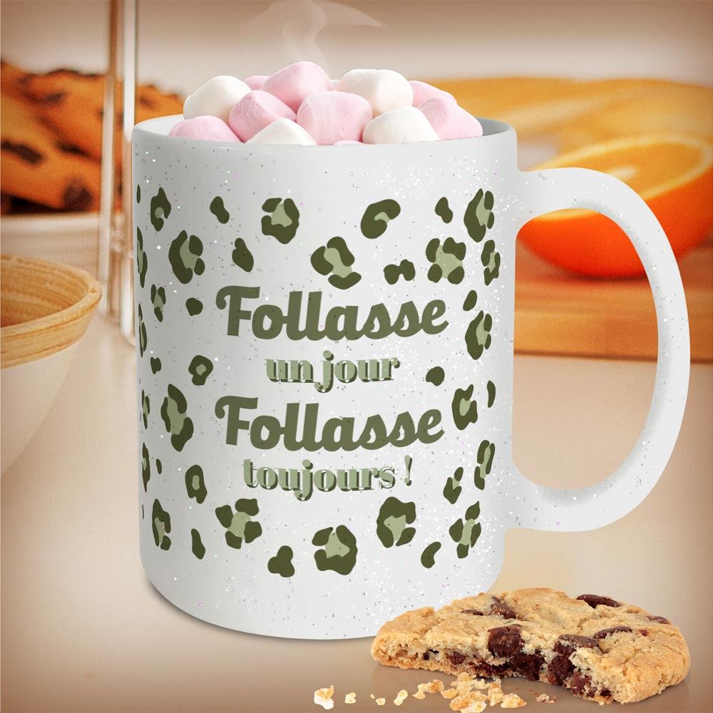 Mug a paillettes leopard follasse