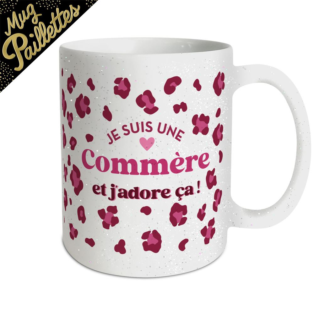 Mug a paillettes leopard commere