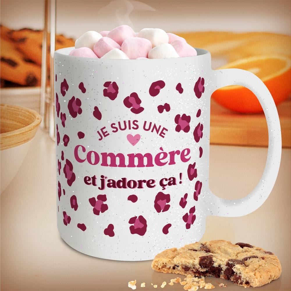 Mug a paillettes leopard commere